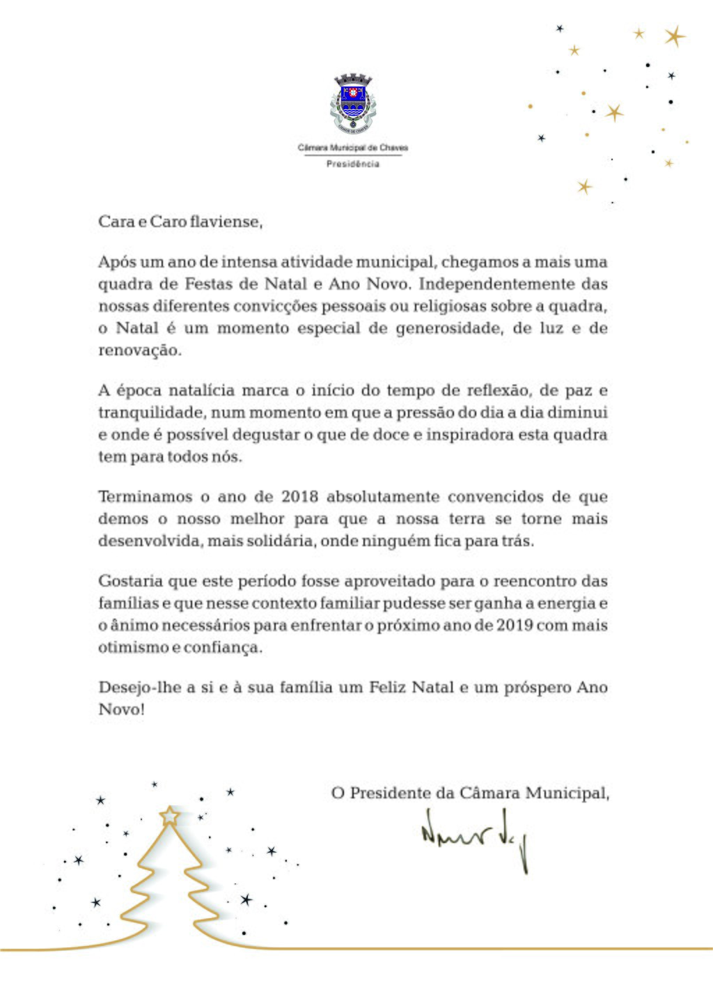 Carta Natal Presidente